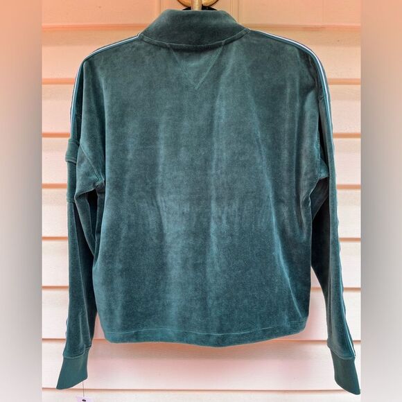 Tommy Hilfiger new tropical green velour, long sleeved, full zipper, sweater, S - Picture 11 of 11